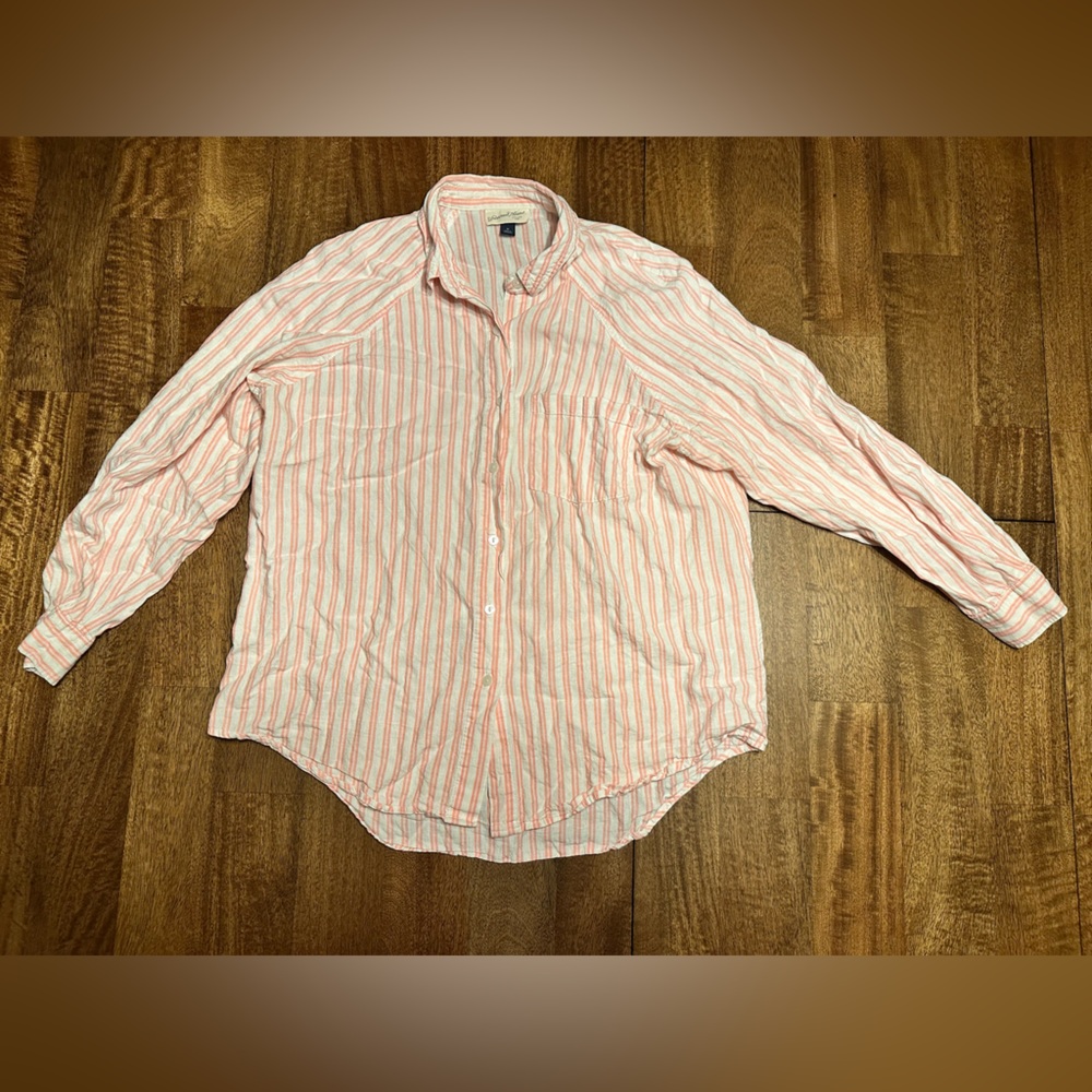 Universal Thread  Coral and White Striped Shirt